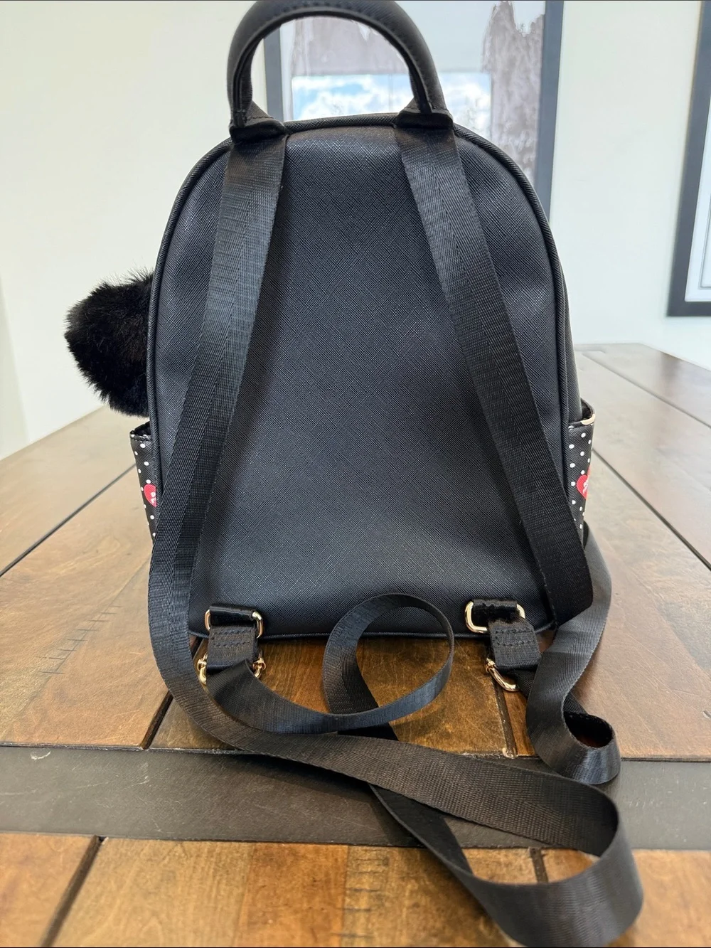 Paul Frank Black Mini Backpack with Red & Cream Monkey Motif